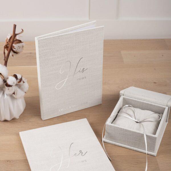 Personalized Ring Box and Two Vow Books