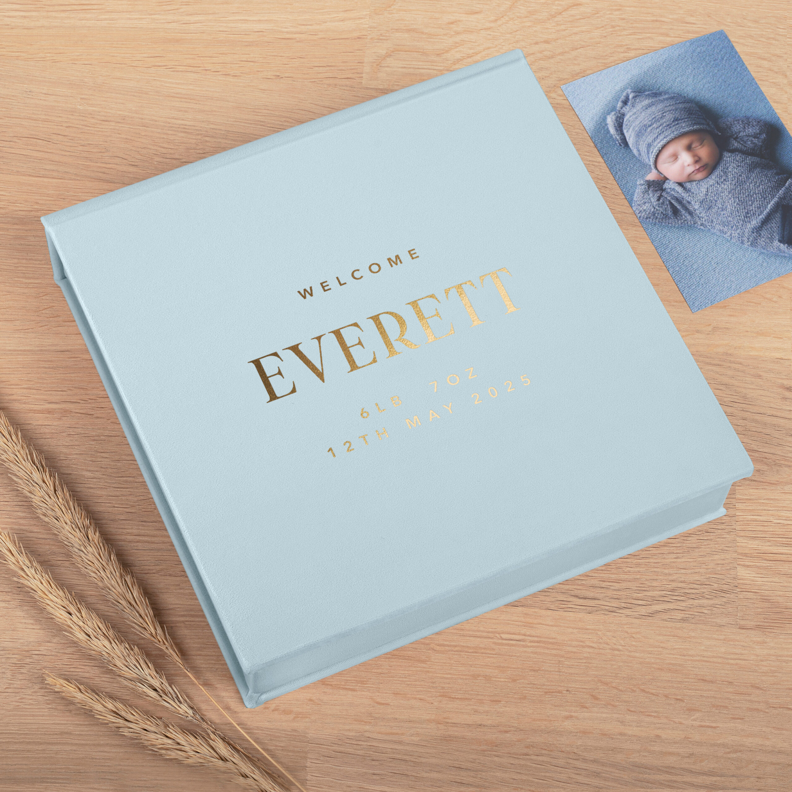 Personalized Baby Velvet Keepsake Box | Baby Time Capsule Box
