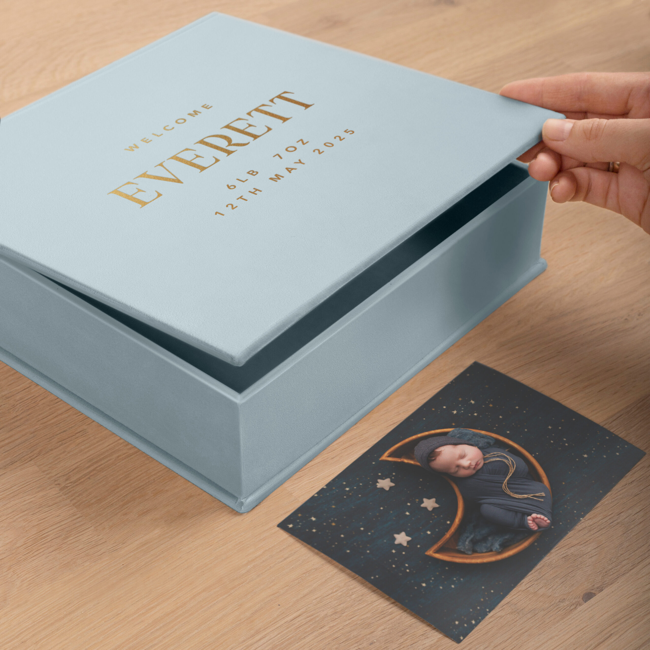Personalized Baby Velvet Keepsake Box | Baby Time Capsule Box - Image 4