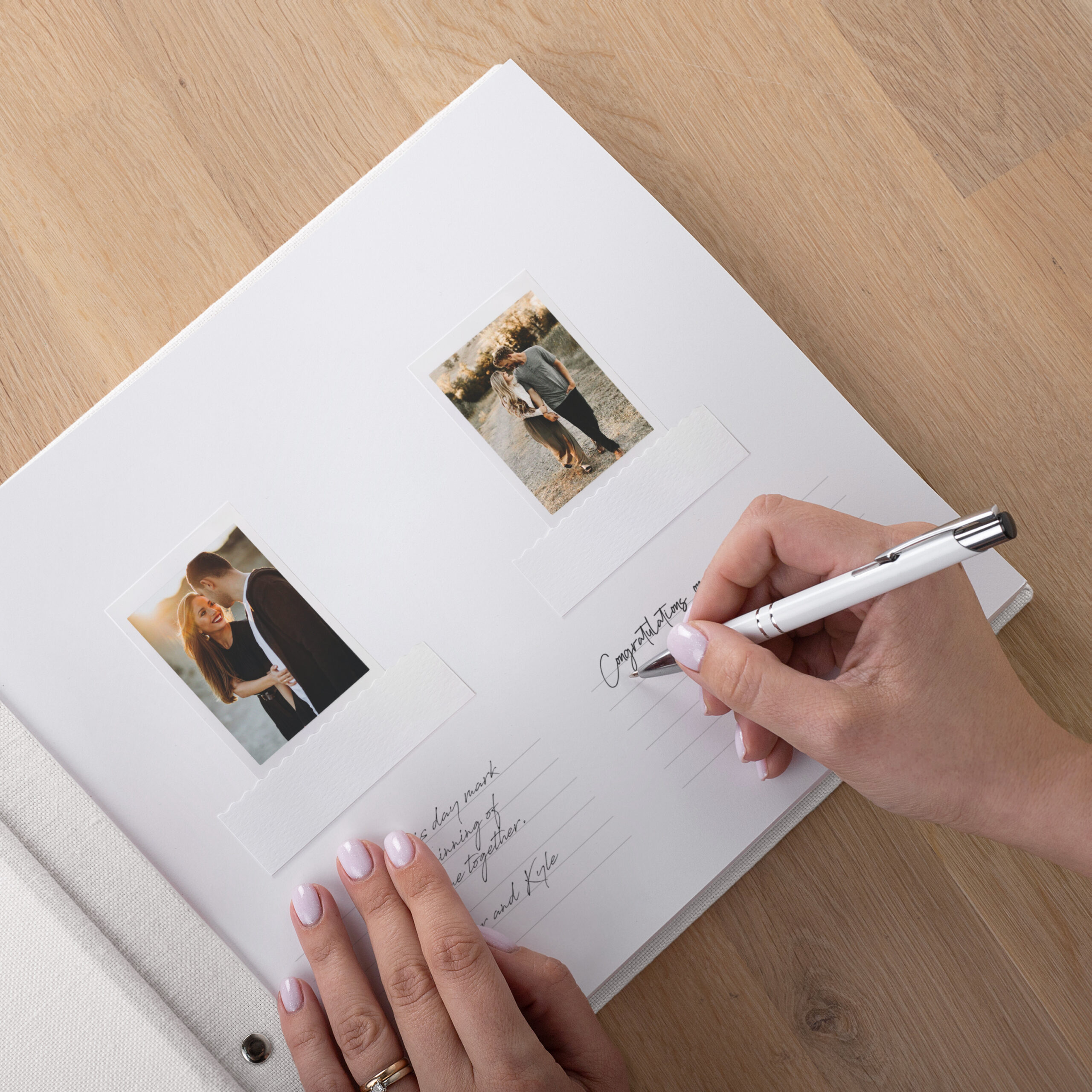 Linen Wedding Guest Book With Photo Pockets - Image 4