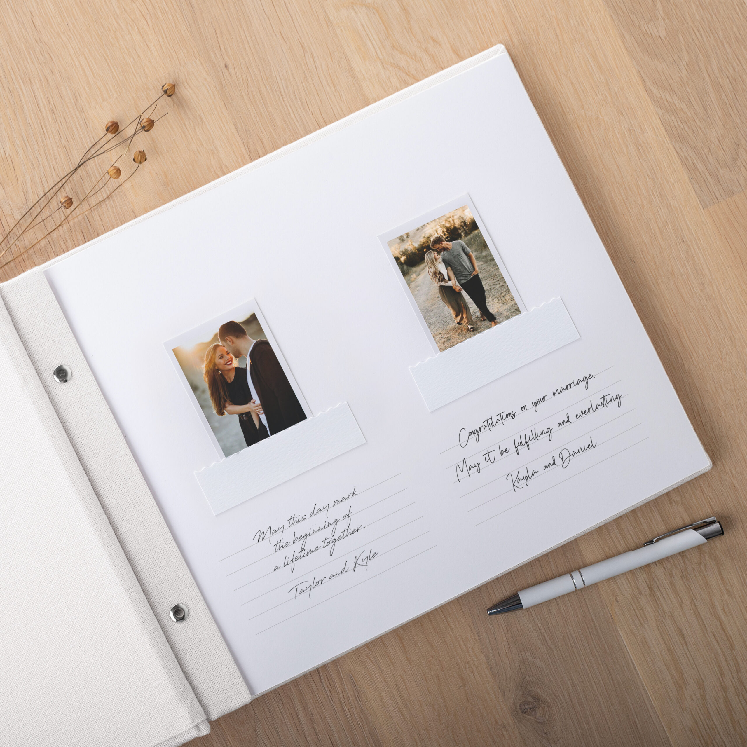 Linen Wedding Guest Book With Photo Pockets - Image 2